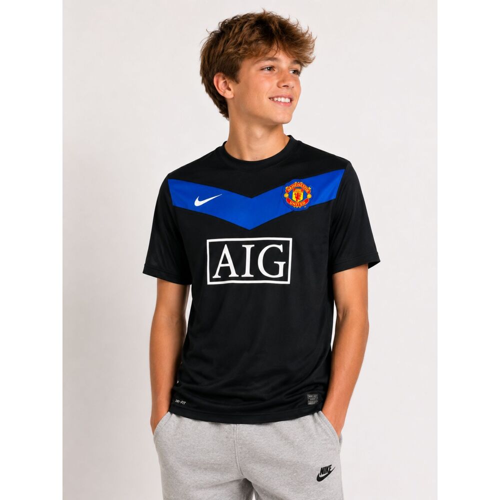 Manchester United Nike 2009-10 Away Black Soccer Jersey Youth Boy's XL 13/15